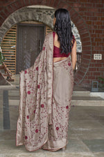 Thumbnail for MANOHARI Georgette Embroidered Work Saree - Beige - Dista