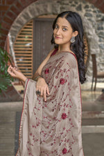 Thumbnail for MANOHARI Georgette Embroidered Work Saree - Beige - Dista