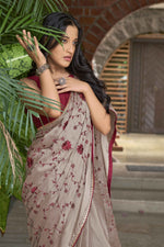 Thumbnail for MANOHARI Georgette Embroidered Work Saree - Beige - Dista