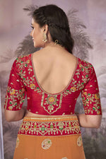 Thumbnail for MANOHARI Banarasi Silk Blend Jacquard Work Saree - Orange - Dista