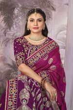 Thumbnail for MANOHARI Banarasi Silk Blend Jacquard Work Saree - Pink - Dista