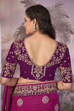 Thumbnail for MANOHARI Banarasi Silk Blend Jacquard Work Saree - Pink - Dista