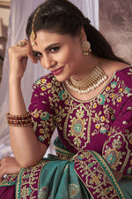 Thumbnail for MANOHARI Banarasi Silk Blend Jacquard Work Saree - Blue - Dista