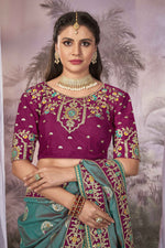 Thumbnail for MANOHARI Banarasi Silk Blend Jacquard Work Saree - Blue - Dista