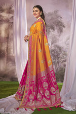 Thumbnail for MANOHARI Banarasi Silk Blend Jacquard Work Saree - Pink - Dista