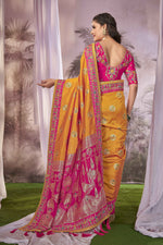 Thumbnail for MANOHARI Banarasi Silk Blend Jacquard Work Saree - Pink - Dista