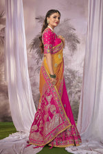 Thumbnail for MANOHARI Banarasi Silk Blend Jacquard Work Saree - Pink - Dista