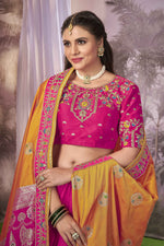 Thumbnail for MANOHARI Banarasi Silk Blend Jacquard Work Saree - Pink - Dista