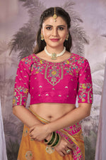 Thumbnail for MANOHARI Banarasi Silk Blend Jacquard Work Saree - Pink - Dista