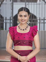 Thumbnail for MANOHARI Banarasi Silk Blend Jacquard Work Saree - Pink - Dista