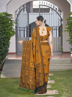 Thumbnail for MANOHARI Banarasi Silk Blend Jacquard Work Saree - Mustard - Dista