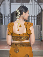 Thumbnail for MANOHARI Banarasi Silk Blend Jacquard Work Saree - Mustard - Dista