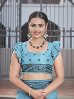 Thumbnail for MANOHARI Banarasi Silk Blend Jacquard Work Saree - Blue - Dista
