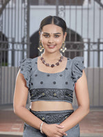 Thumbnail for MANOHARI Banarasi Silk Blend Jacquard Work Saree - Grey - Dista