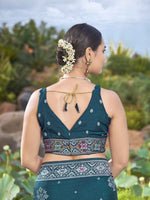 Thumbnail for MANOHARI Banarasi Silk Blend Jacquard Work Saree - Blue - Dista