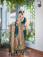 Thumbnail for MANOHARI Banarasi Silk Blend Jacquard Work Saree - Green - Dista