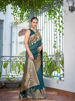 Thumbnail for MANOHARI Banarasi Silk Blend Jacquard Work Saree - Green - Dista