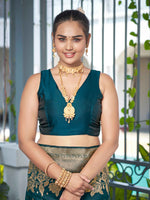 Thumbnail for MANOHARI Banarasi Silk Blend Jacquard Work Saree - Green - Dista