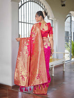 Thumbnail for MANOHARI Banarasi Silk Blend Jacquard Work Saree - Pink - Dista