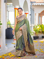 Thumbnail for MANOHARI Banarasi Silk Blend Jacquard Work Saree - Green - Dista
