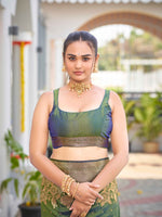 Thumbnail for MANOHARI Banarasi Silk Blend Jacquard Work Saree - Green - Dista