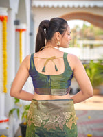 Thumbnail for MANOHARI Banarasi Silk Blend Jacquard Work Saree - Green - Dista