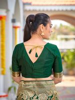 Thumbnail for MANOHARI Banarasi Silk Blend Jacquard Work Saree - Green - Dista