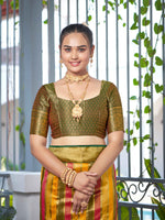 Thumbnail for MANOHARI Banarasi Silk Blend Jacquard Work Saree - Green - Dista