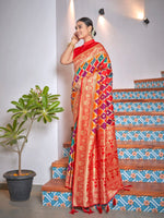 Thumbnail for MANOHARI Banarasi Silk Blend Jacquard Work Saree - Yellow - Dista