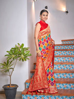 Thumbnail for MANOHARI Banarasi Silk Blend Jacquard Work Saree - Yellow - Dista