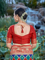 Thumbnail for MANOHARI Banarasi Silk Blend Jacquard Work Saree - Blue - Dista