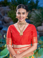 Thumbnail for MANOHARI Banarasi Silk Blend Jacquard Work Saree - Green - Dista