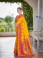 Thumbnail for MANOHARI Banarasi Silk Blend Jacquard Work Saree - Yellow - Dista
