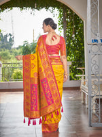 Thumbnail for MANOHARI Banarasi Silk Blend Jacquard Work Saree - Yellow - Dista