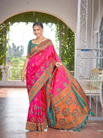 Thumbnail for MANOHARI Banarasi Silk Blend Jacquard Work Saree - Pink - Dista