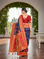 Thumbnail for MANOHARI Banarasi Silk Blend Jacquard Work Saree - Blue - Dista