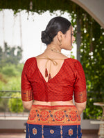 Thumbnail for MANOHARI Banarasi Silk Blend Jacquard Work Saree - Blue - Dista
