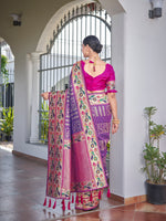 Thumbnail for MANOHARI Banarasi Silk Blend Jacquard Work Saree - Purple - Dista