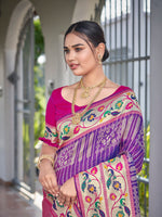 Thumbnail for MANOHARI Banarasi Silk Blend Jacquard Work Saree - Purple - Dista