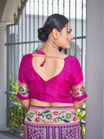 Thumbnail for MANOHARI Banarasi Silk Blend Jacquard Work Saree - Purple - Dista