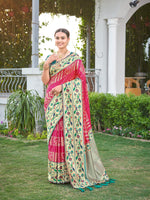 Thumbnail for MANOHARI Banarasi Silk Blend Jacquard Work Saree - Pink - Dista