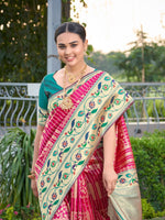 Thumbnail for MANOHARI Banarasi Silk Blend Jacquard Work Saree - Pink - Dista