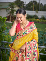 Thumbnail for MANOHARI Banarasi Silk Blend Jacquard Work Saree - Yellow - Dista
