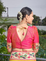 Thumbnail for MANOHARI Banarasi Silk Blend Jacquard Work Saree - Yellow - Dista