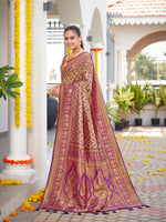 Thumbnail for MANOHARI Banarasi Silk Blend Jacquard Work Saree - Purple - Dista