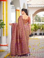 Thumbnail for MANOHARI Banarasi Silk Blend Jacquard Work Saree - Purple - Dista