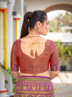 Thumbnail for MANOHARI Banarasi Silk Blend Jacquard Work Saree - Purple - Dista