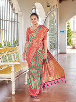 Thumbnail for MANOHARI Banarasi Silk Blend Jacquard Work Saree - Blue - Dista