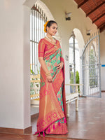 Thumbnail for MANOHARI Banarasi Silk Blend Jacquard Work Saree - Blue - Dista