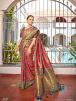Thumbnail for MANOHARI Banarasi Silk Blend Jacquard Work Saree - Pink - Dista